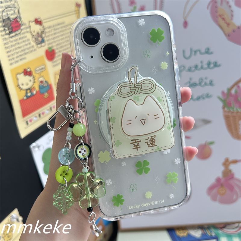 ins风幸运猫咪御守磁吸手机壳