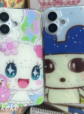 MMKEKE复古日系古早感y2k拓麻歌子适用iPhone17promax双层闪粉情侣手机壳14苹果16pro麻美吉挂件15pm甜心吉13