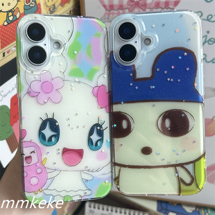 MMKEKE复古日系古早感y2k拓麻歌子适用iPhone17promax双层闪粉情侣手机壳14苹果16pro麻美吉挂件15pm甜心吉13