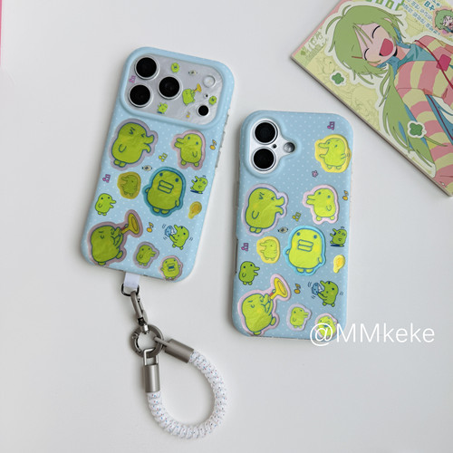 可爱的大嘴吉绿色系双层手机壳