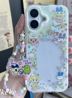 MMKEKE复古日系古早感可以放照片拍立得的拓麻歌子双层imd手机壳适用iPhone16promax保护套苹果15PM萌物14/13