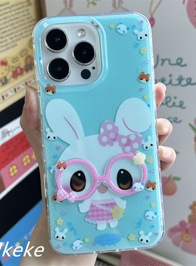 MMkeke古早蝴蝶结小兔子可爱ins萌物清新适用苹果16promax双层imd手机壳iPhone17pm保护套13日系15甜妹少女14