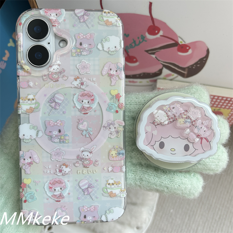 可爱甜美萌物双层磁吸手机壳