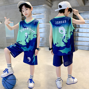 儿童男孩夏季 男童篮球服速干套装 宝宝无袖 背心夏装 中大童运动球衣