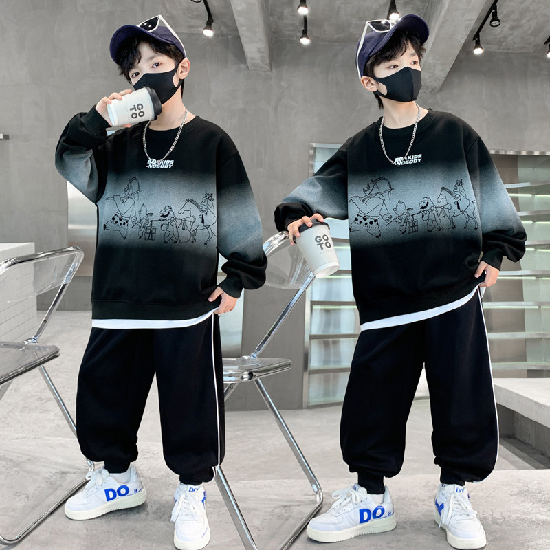 男童春装套装2026新款儿童春季帅气衣服男孩中大童卫衣卫裤两件套