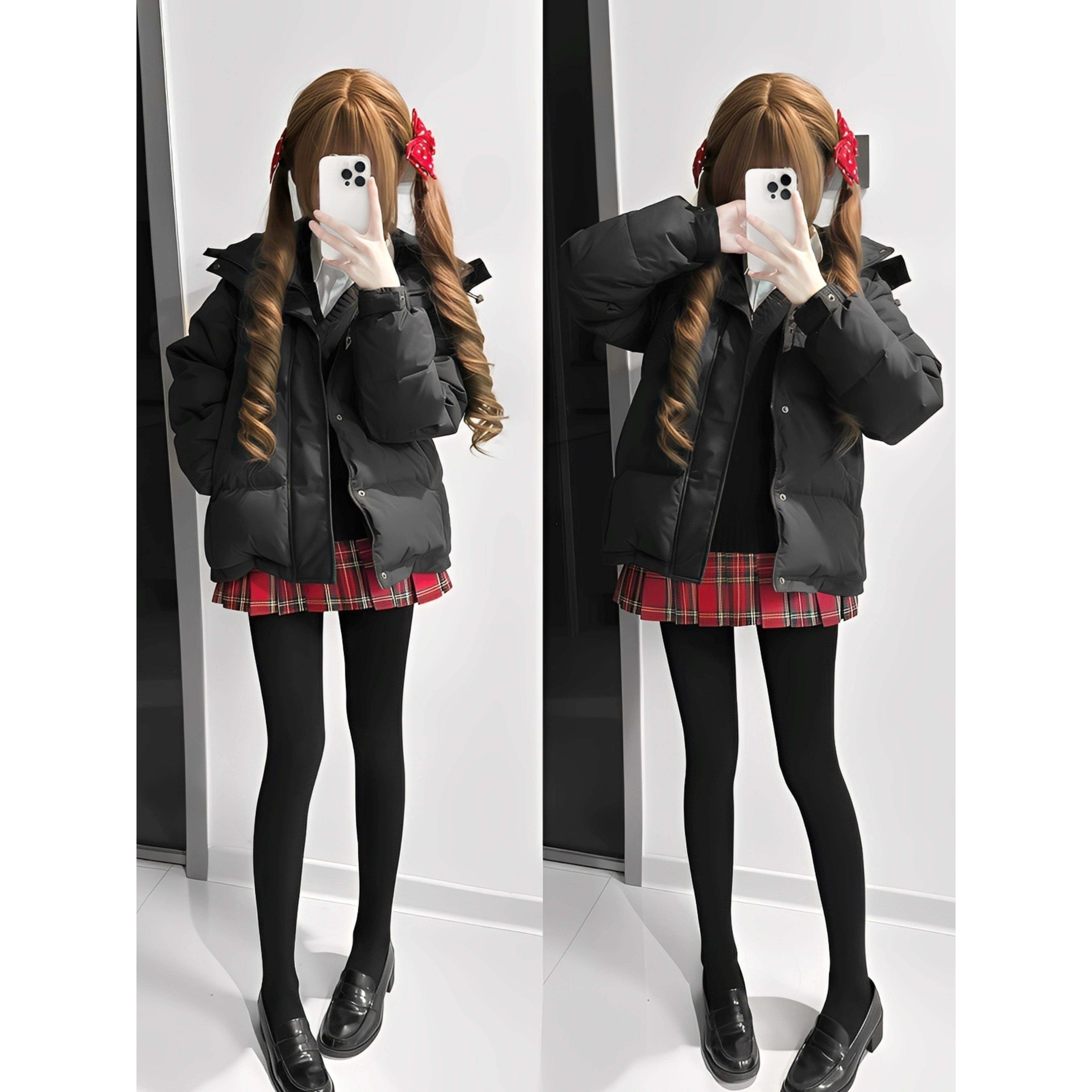 冬季202新爆款黑色羽袄绒棉服女学院小个PJG子加厚棉风衣5棉宽松