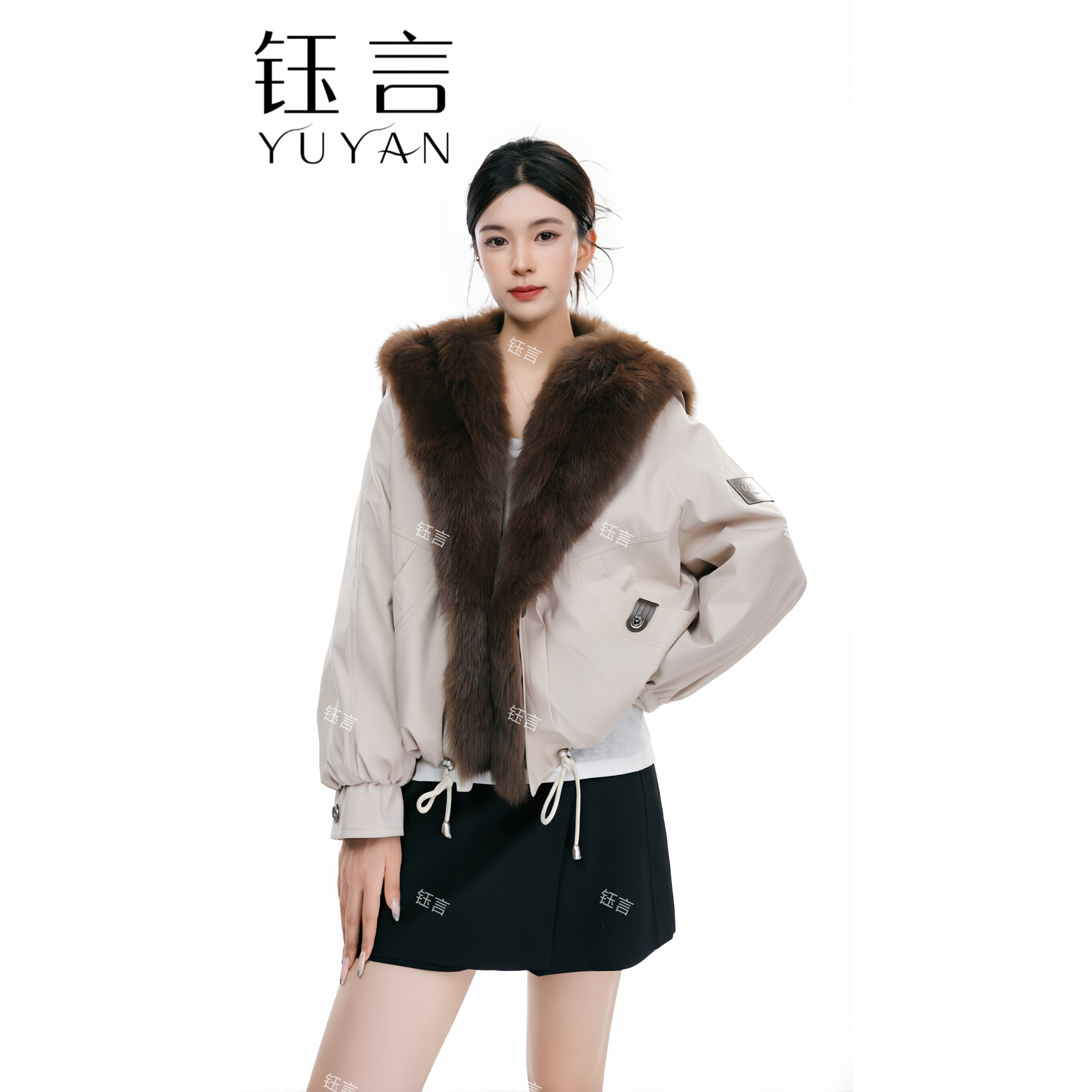 派克服女皮草外套羽绒狐狸毛领皮羽绒服