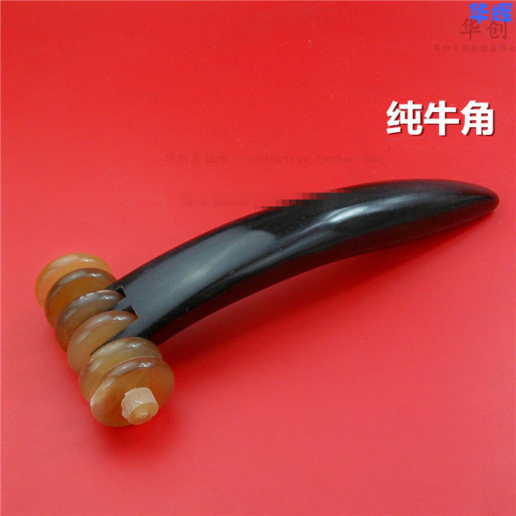 纯天然牛角六轮滚轮背部腿部按摩棒点穴推背器推腹部牛角车拨筋