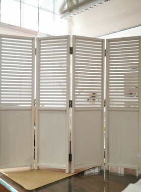 微缩屏风摆件BJD12分8分OB11拍照道具背景装饰白色木质镂空栅格板