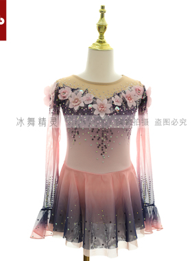 DVWVB定制花样滑冰冰舞精灵 烫钻滑冰服滑冰裙儿童成人款X279