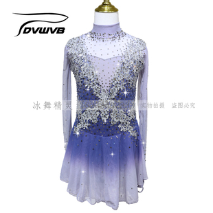冰舞精灵 定制花样滑冰服装 花样滑冰表演服 儿童成人女款裙x126