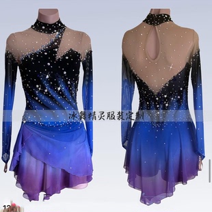 定制花样滑冰表演服定制女童溜冰裙儿童成人比赛服考级服K228