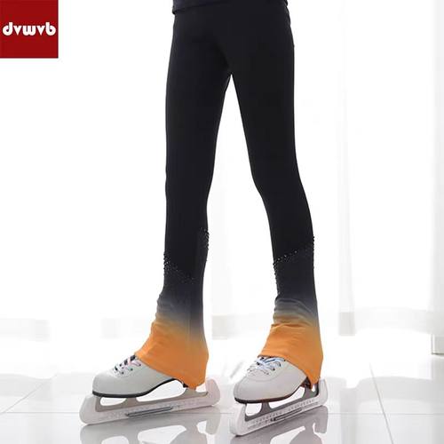 冬季加绒渐变保暖花样滑冰训练裤