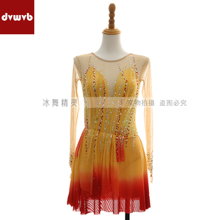 DVWVB定制花样滑冰冰舞精灵 烫钻滑冰服滑冰裙儿童成人款X282