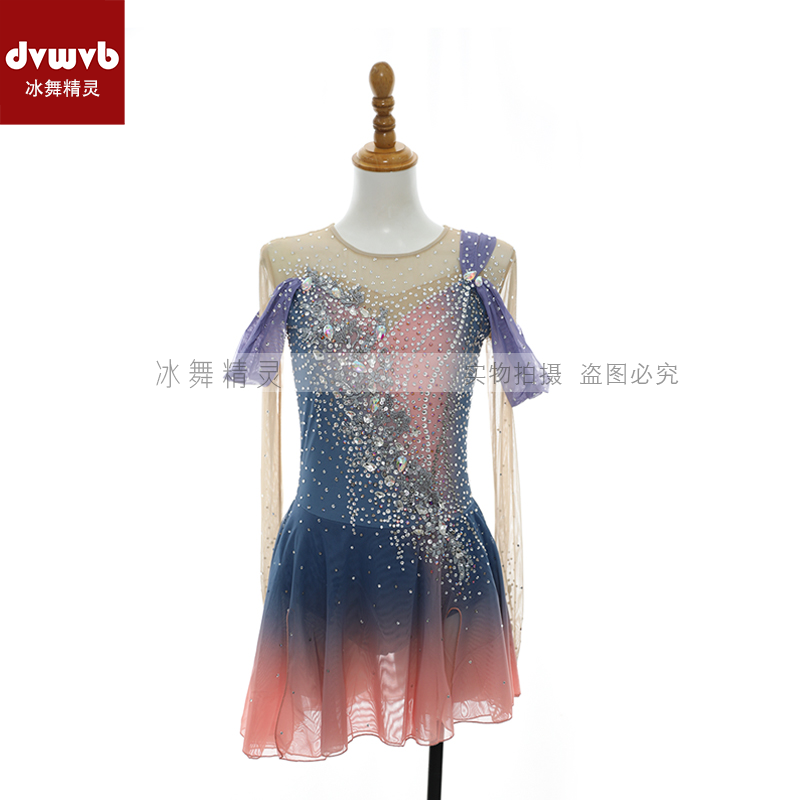 定制花样滑冰表演服定制女童轮滑溜冰服儿童成人比赛考级服K229