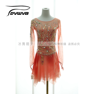 DVWVB定制花样滑冰冰舞精灵 烫钻滑冰服滑冰裙儿童成人款X223