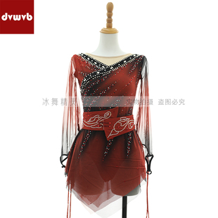 DVWVB定制花样滑冰 X292 古风系列烫钻滑冰服滑冰裙儿童成人款