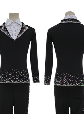 厂家直销 定制花样滑冰表演服 烫钻 男款表演服套装成人儿童D338