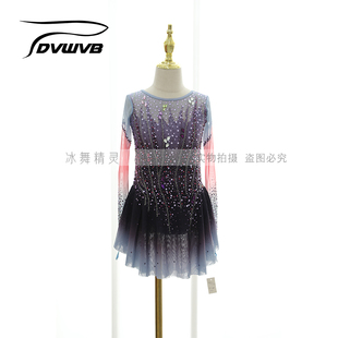 DVWVB定制花样滑冰冰舞精灵 烫钻滑冰服滑冰裙儿童成人款X224