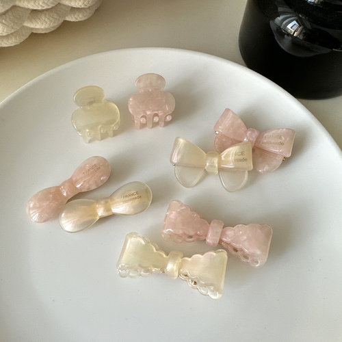 可爱少女人鱼醋酸蝴蝶结发夹樱花粉色刘海夹碎发边夹小发卡小抓夹