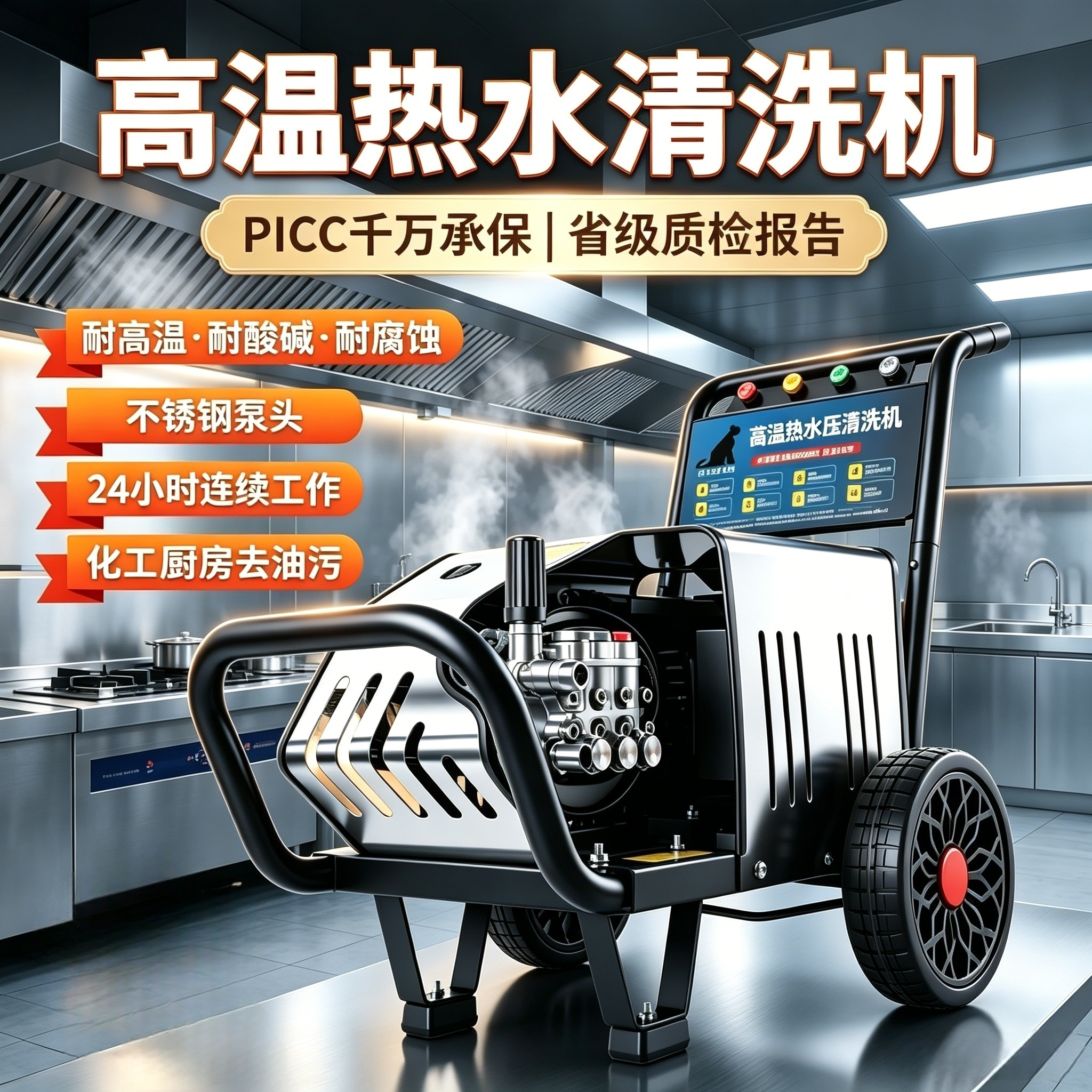 不锈钢高压热水清洗机厨房重油污