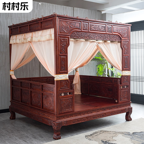 月洞床宫廷床村村乐花梨木古典床