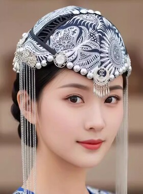 亿舞复古民族风刺绣花朵发帽