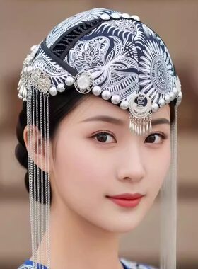 亿舞复古民族风刺绣花朵发帽