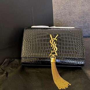 潮流品牌2025新款潮奢侈品真皮斜挎包兰色鳄鱼纹流苏时尚信封包女