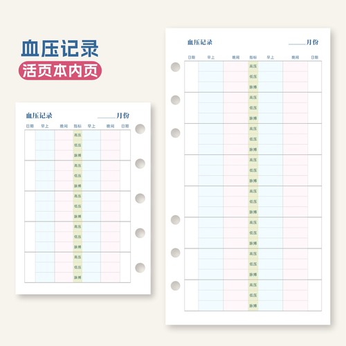 M5血压记录内页A6奇葩健康管理A7