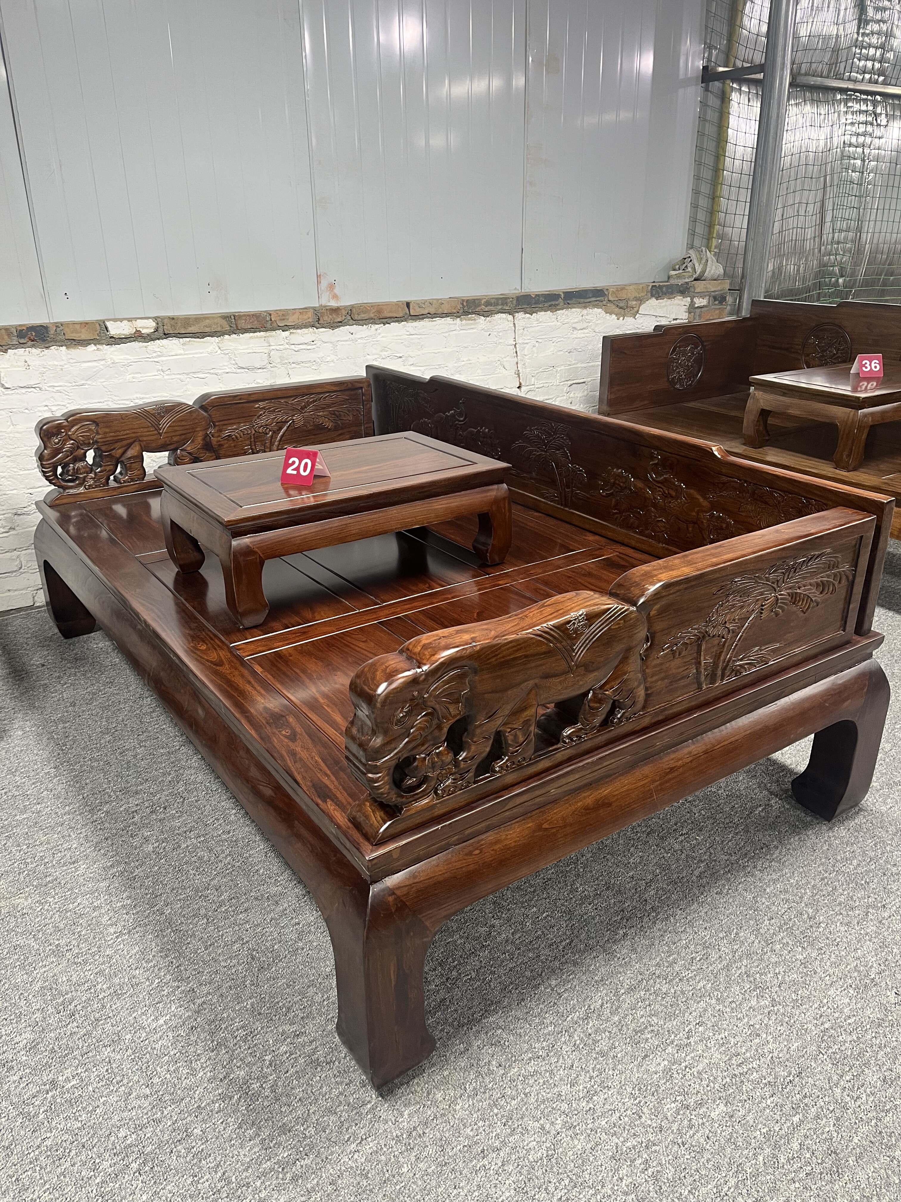 1米2宽大象罗汉床实木老榆木家具雕刻禅意简约仿古沙发床美人榻,住宅家具,罗汉床,淘宝优惠券,粉丝福利购,淘宝优惠卷