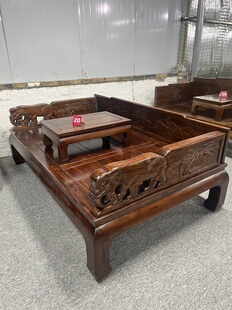 1米2宽大象罗汉床实木老榆木家具雕刻禅意简约仿古沙发床美人榻