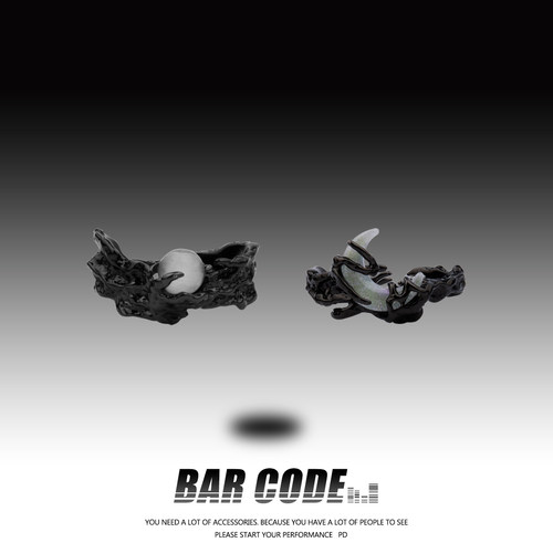 BARCODE黑色日月星辰戒指