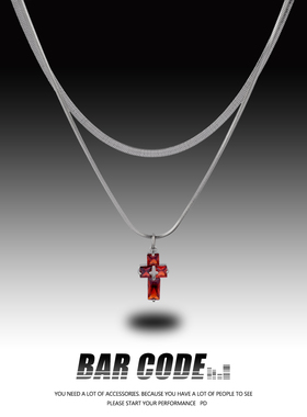 BAR CODE 欧美血液十字架项链男女潮ins小众简约个性叠戴锁骨链