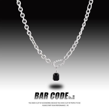BAR CODE 黑色耀石项链女ins小众设计简约时尚轻奢高级感锁骨链潮