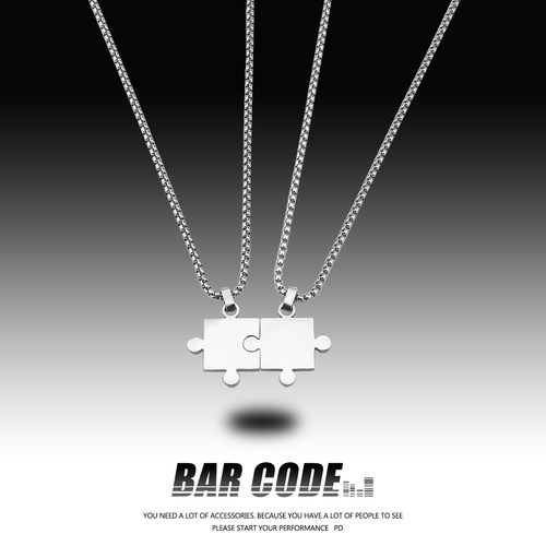 barcode情侣拼图项链土酷蹦迪