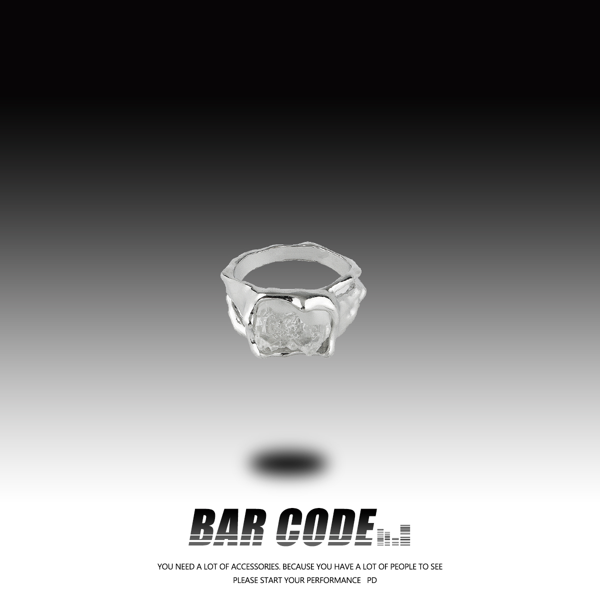 barcode欧美高街水晶ins戒指