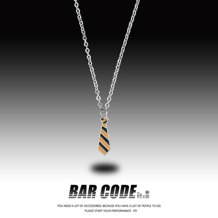 BARCODE 日韩可爱条纹领带项链女小众轻奢ins个性百搭毛衣链男潮