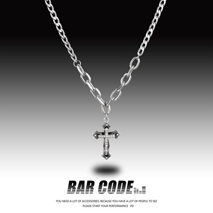 BAR CODE 欧美街头十字架项链男女潮酷ins小众个性嘻哈简约锁骨链