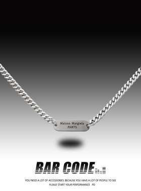 BARCODE 欧美潮流字母方牌古巴钛钢项链男女ins嘻哈个性锁骨链