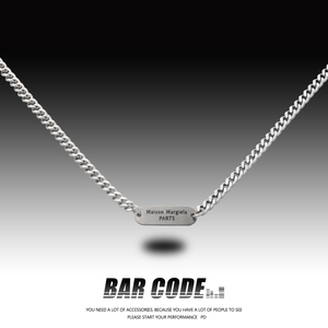 BARCODE 欧美潮流字母方牌古巴钛钢项链男女ins嘻哈个性锁骨链