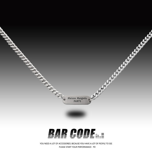 barcode欧美潮流字母方牌ins项链