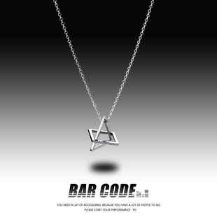 BARCODE 简约吊坠 小众设计感几何钛钢项链男女ins冷淡风嘻哈个性