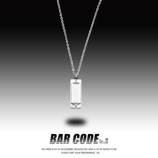 ins简约百搭学生情侣吊坠女 创意可吹凑口琴项链男潮夏季 BAR CODE