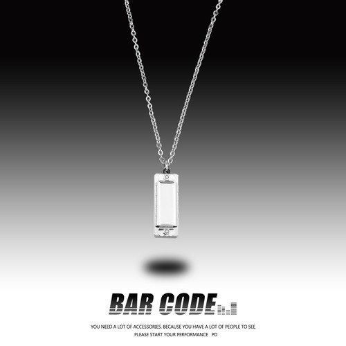 barcode创意可吹凑男女口琴项链