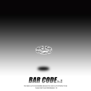 BAR CODE ins冷淡风条纹情侣戒指小众设计时尚个性复古指环男女潮