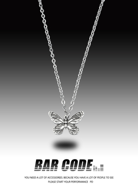 BARCODE ins冷淡风复古蝴蝶项链女ins简约百搭嘻哈毛衣链潮饰品