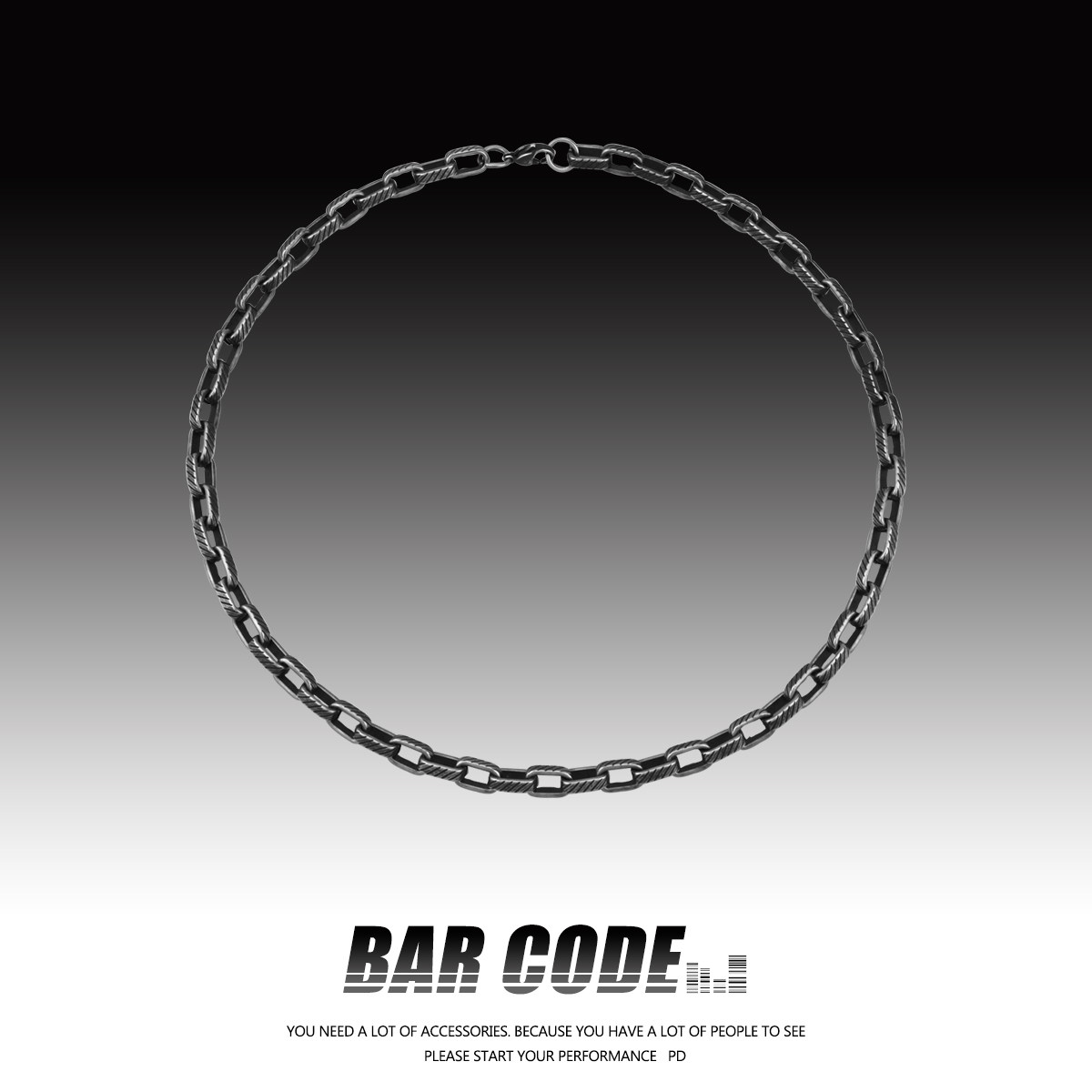 欧美复古做旧条纹INS高街项链