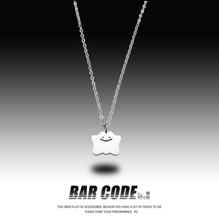 BAR 可爱甜酷小云朵钛钢项链男ins小众情侣学生简约吊坠女潮 CODE