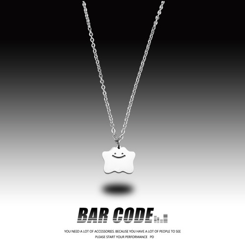 BAR CODE 可爱甜酷小云朵钛钢项链男ins小众情侣学生简约吊坠女潮
